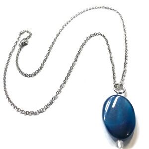 Handmade New Blue Dyed Natural Agate Pendant Necklace Women Gift